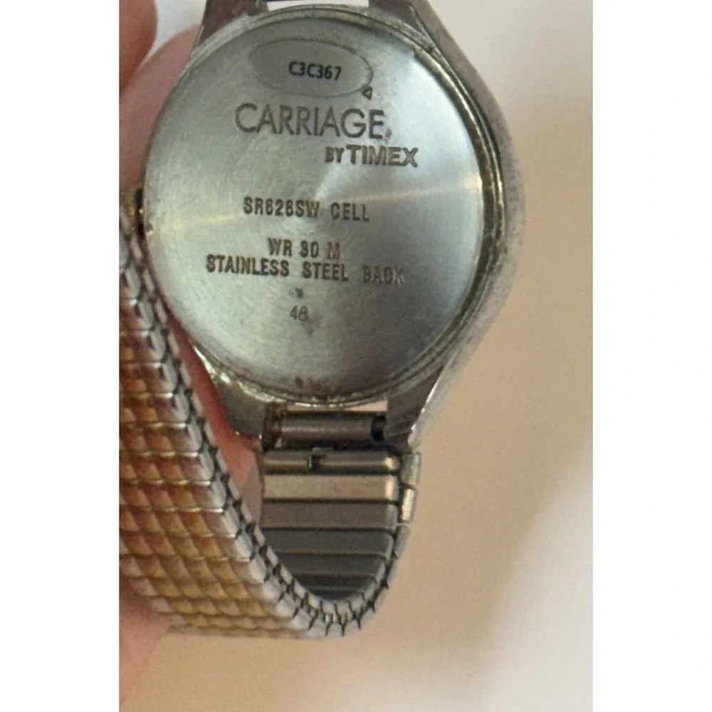 Vintage Carriage by Timex Women's Stretch Band Watch Silver & Gold Tone